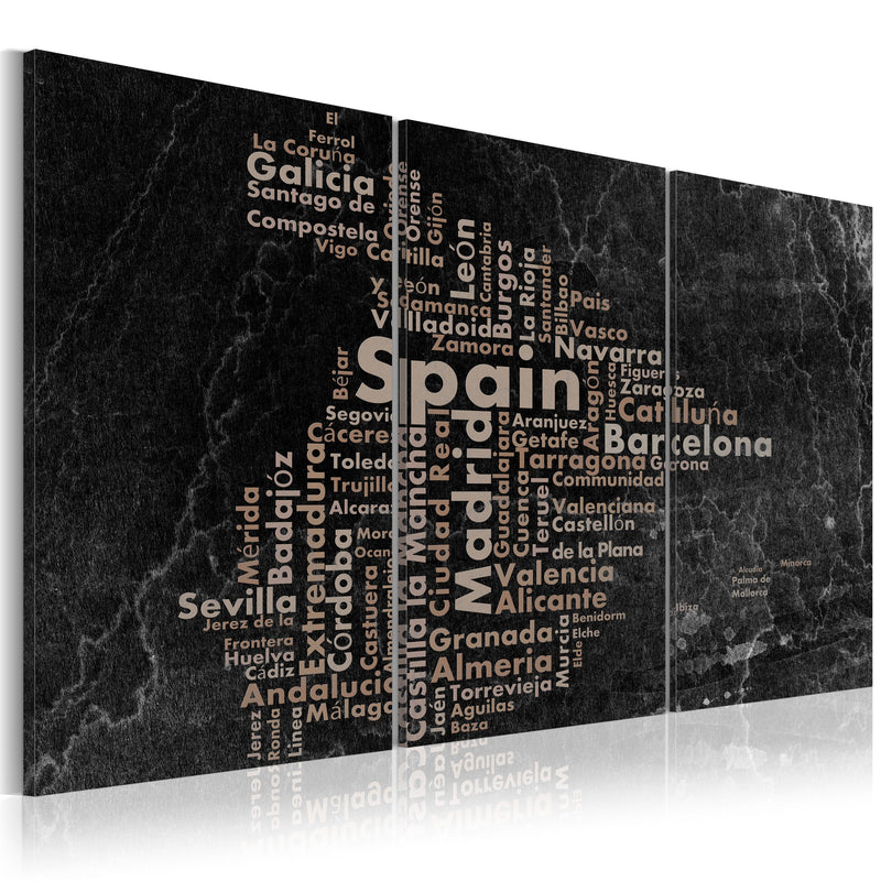 Glezna - Map of Spain on the blackboard - triptich Home Trends