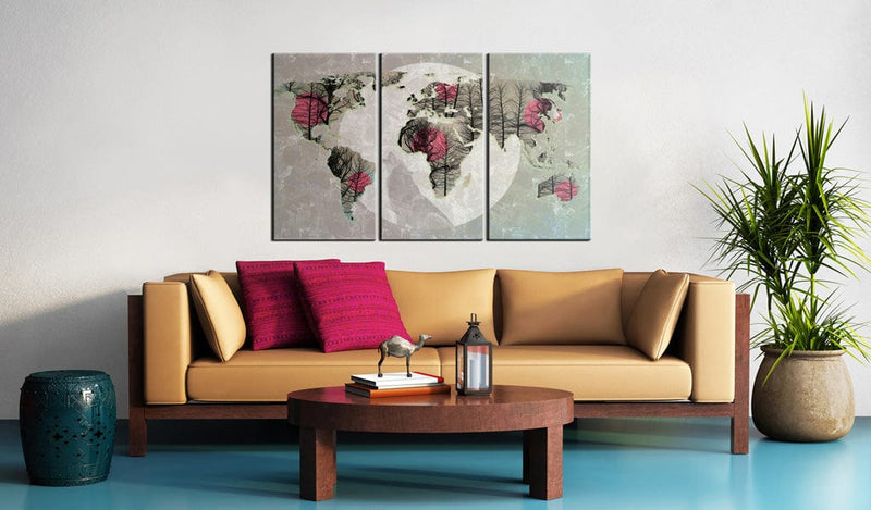 Glezna - Map of the World_ Full moon - triptych Home Trends