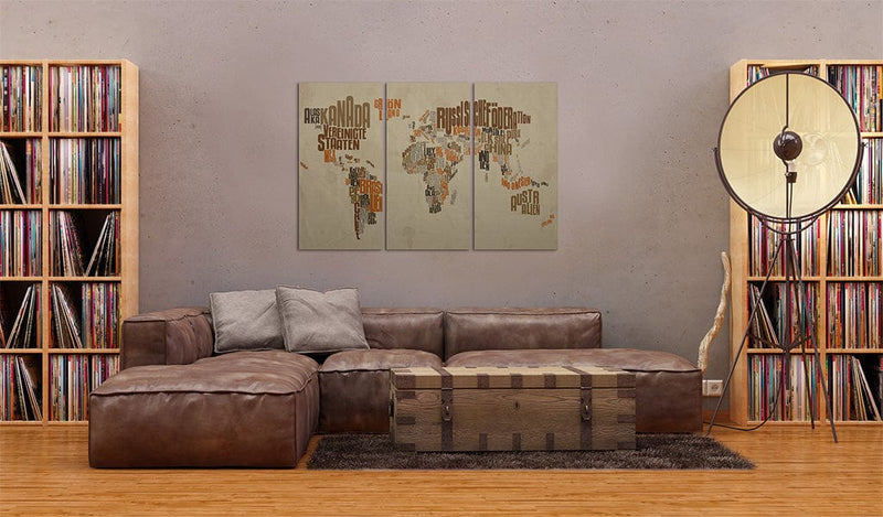 Glezna - Map of the World (German language) - triptych Home Trends