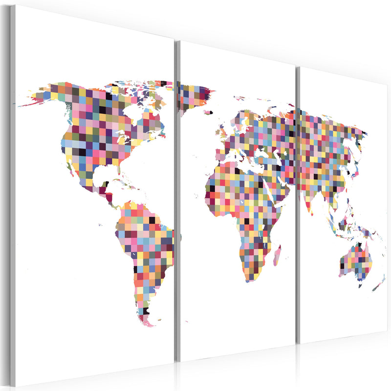 Glezna - Map of the World - pixels - triptych Home Trends