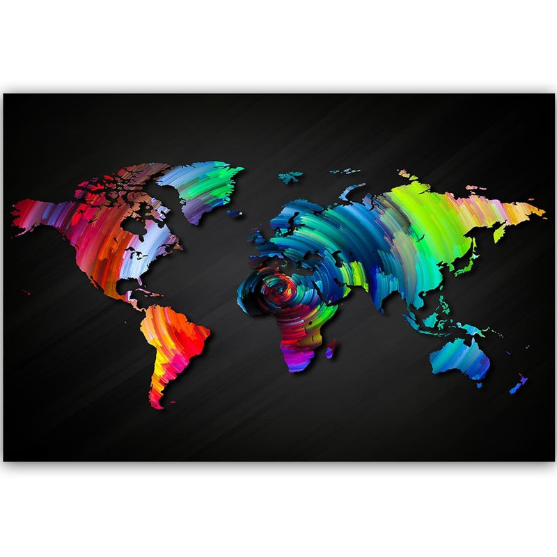 Kanva - Map Of The World With Many Colors  Home Trends DECO