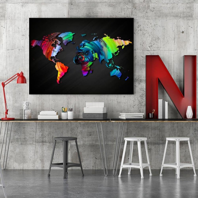 Kanva - Map Of The World With Many Colors  Home Trends DECO