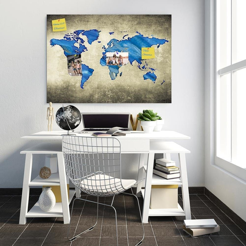 Kanva - Navy Blue Map Of The World  Home Trends DECO