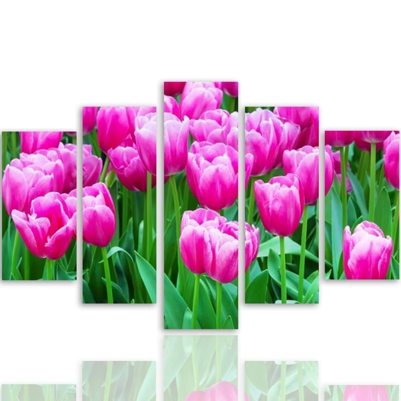 Kanva no 5 daļām - Type A, Pink Tulips 1  Home Trends DECO