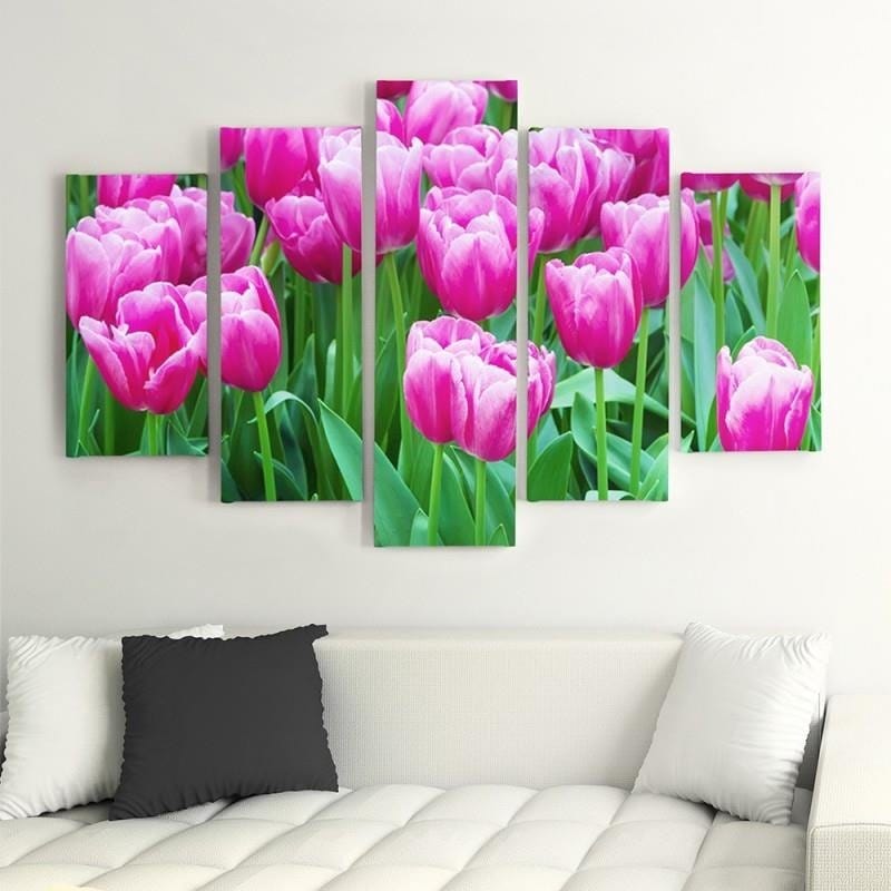 Kanva no 5 daļām - Type A, Pink Tulips 1  Home Trends DECO