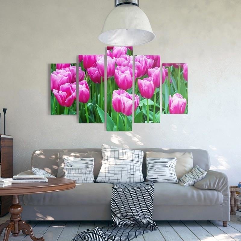 Kanva no 5 daļām - Type A, Pink Tulips 1  Home Trends DECO