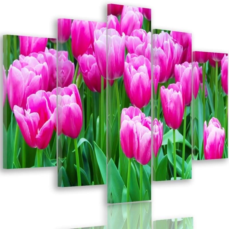 Kanva no 5 daļām - Type A, Pink Tulips 1  Home Trends DECO