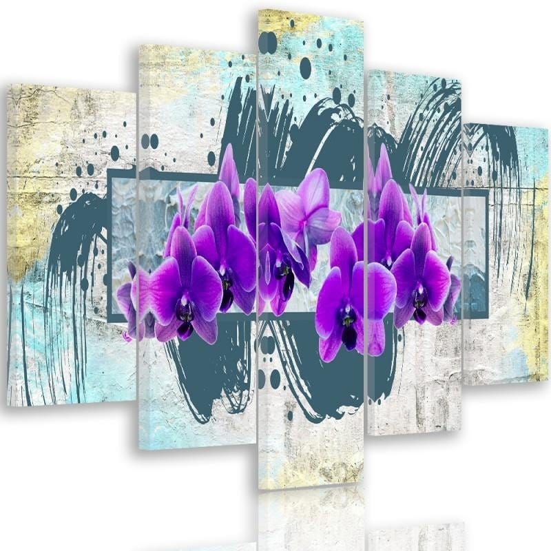 Kanva no 5 daļām - Type A, Purple Flowers 2  Home Trends DECO