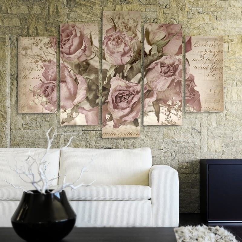 Kanva no 5 daļām - Type A, Roses On The Background Of Musical Notation  Home Trends DECO