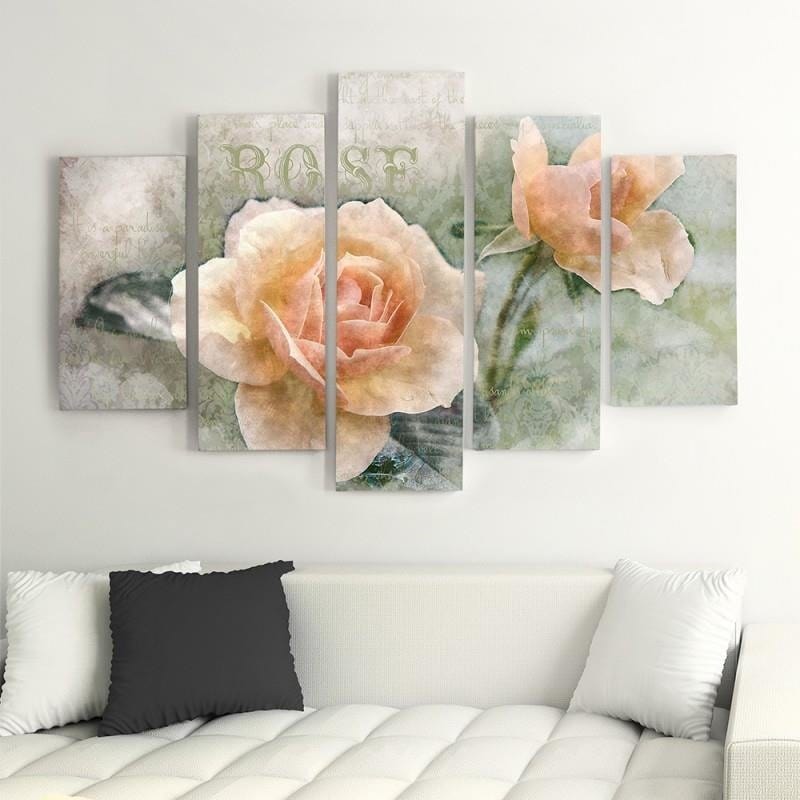 Kanva no 5 daļām - Type A, Tea Roses  Home Trends DECO