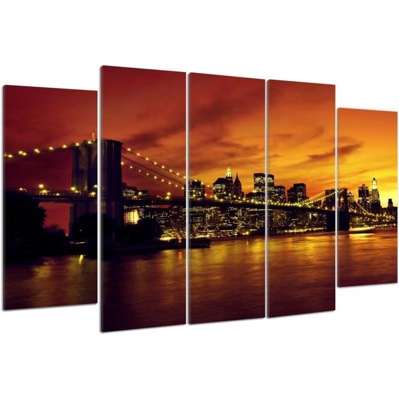 Kanva no 5 daļām - Type B, Brooklyn Bridge And Manhattan At Sunset  Home Trends DECO