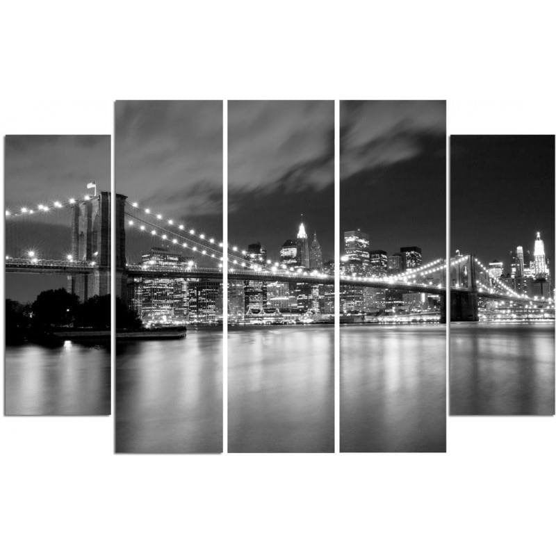 Kanva no 5 daļām - Type B, Brooklyn Bridge At Night  Home Trends DECO