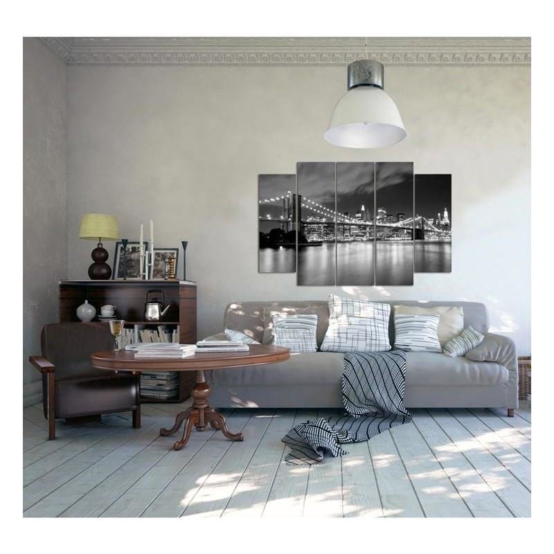 Kanva no 5 daļām - Type B, Brooklyn Bridge At Night  Home Trends DECO