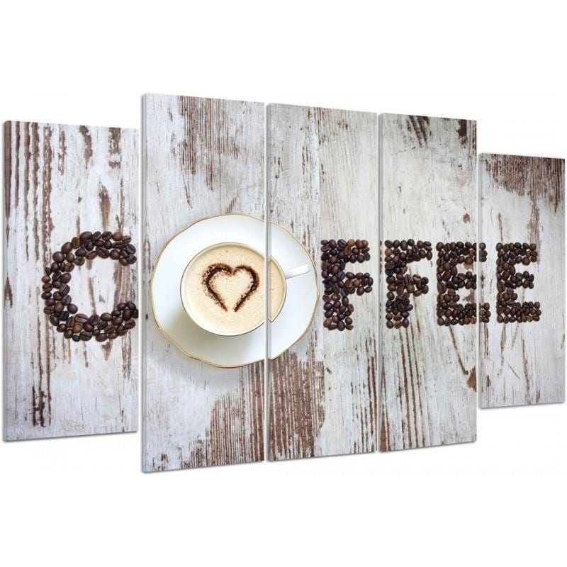 Kanva no 5 daļām - Type B, Inscription Coffee With Coffee Beans  Home Trends DECO