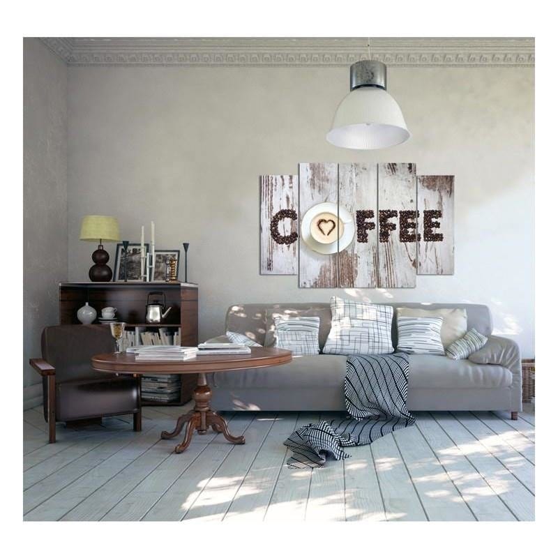 Kanva no 5 daļām - Type B, Inscription Coffee With Coffee Beans  Home Trends DECO