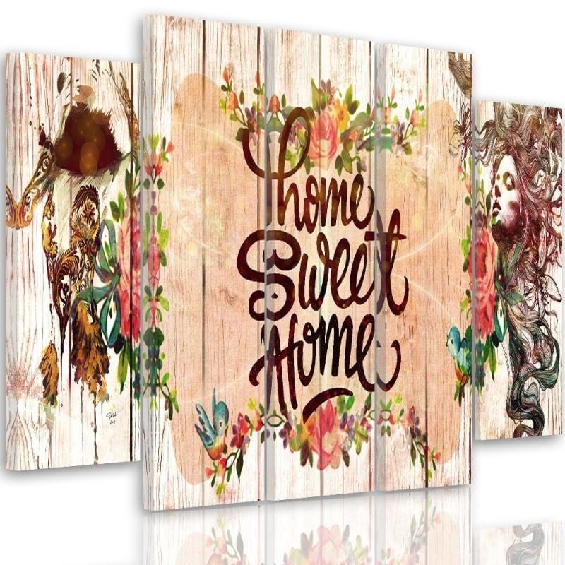 Kanva no 5 daļām - Type B, Inscription Home Sweet Home  Home Trends DECO