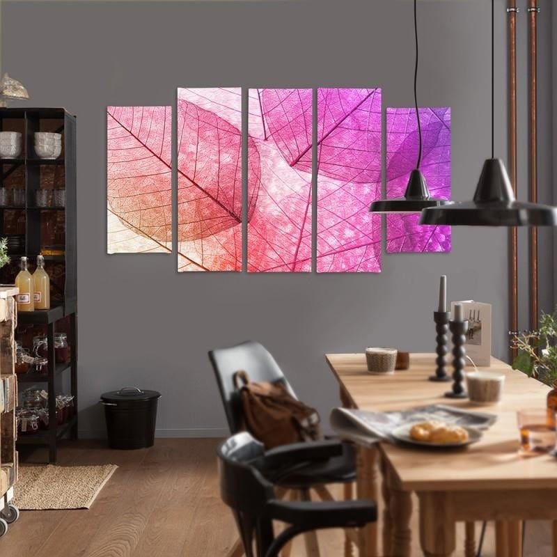 Kanva no 5 daļām - Type B, Leaves Pink  Home Trends DECO