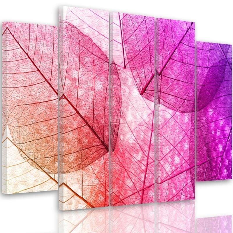 Kanva no 5 daļām - Type B, Leaves Pink  Home Trends DECO