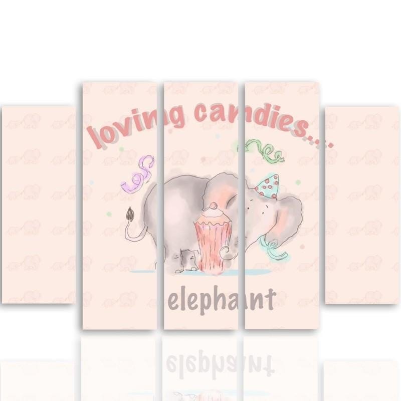 Kanva no 5 daļām - Type B, Loving Candies Elephant  Home Trends DECO