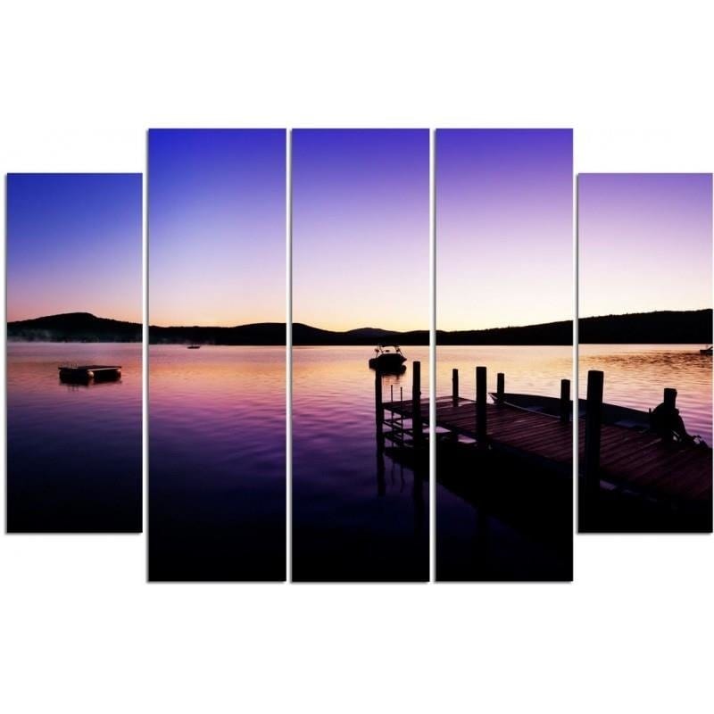 Kanva no 5 daļām - Type B, Marina And Lake On A Summer Morning  Home Trends DECO