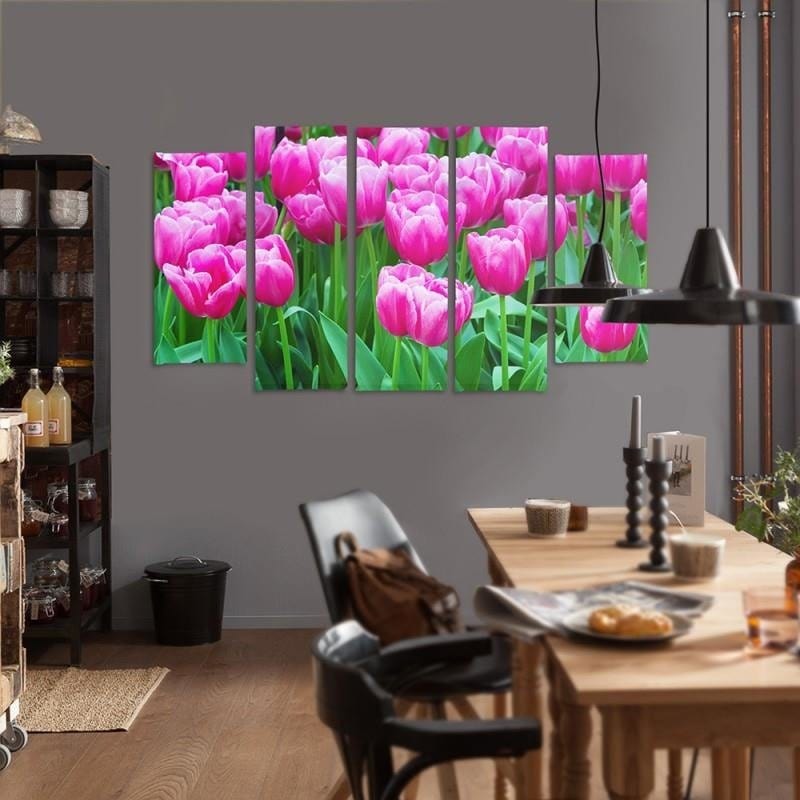 Kanva no 5 daļām - Type B, Pink Tulips 1  Home Trends DECO