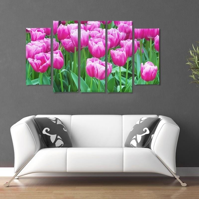 Kanva no 5 daļām - Type B, Pink Tulips 1  Home Trends DECO