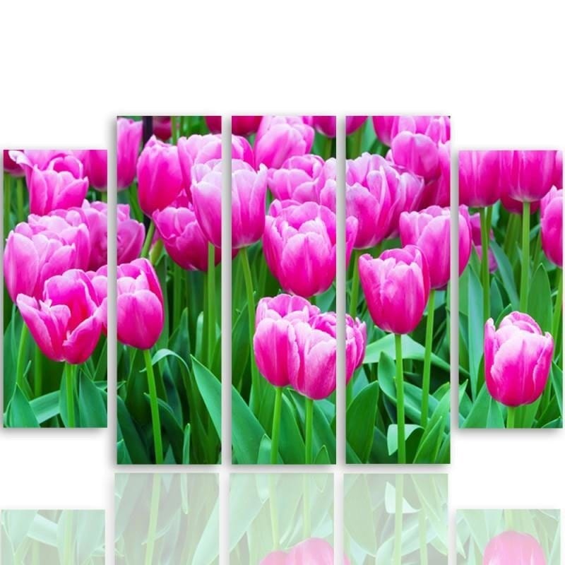 Kanva no 5 daļām - Type B, Pink Tulips 1  Home Trends DECO