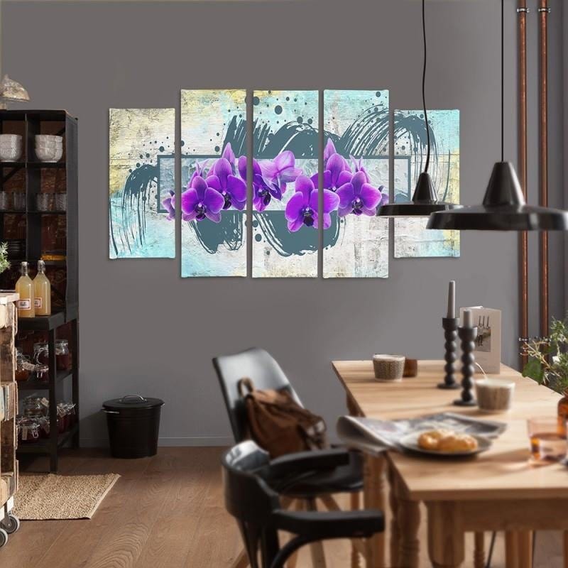 Kanva no 5 daļām - Type B, Purple Flowers 2  Home Trends DECO