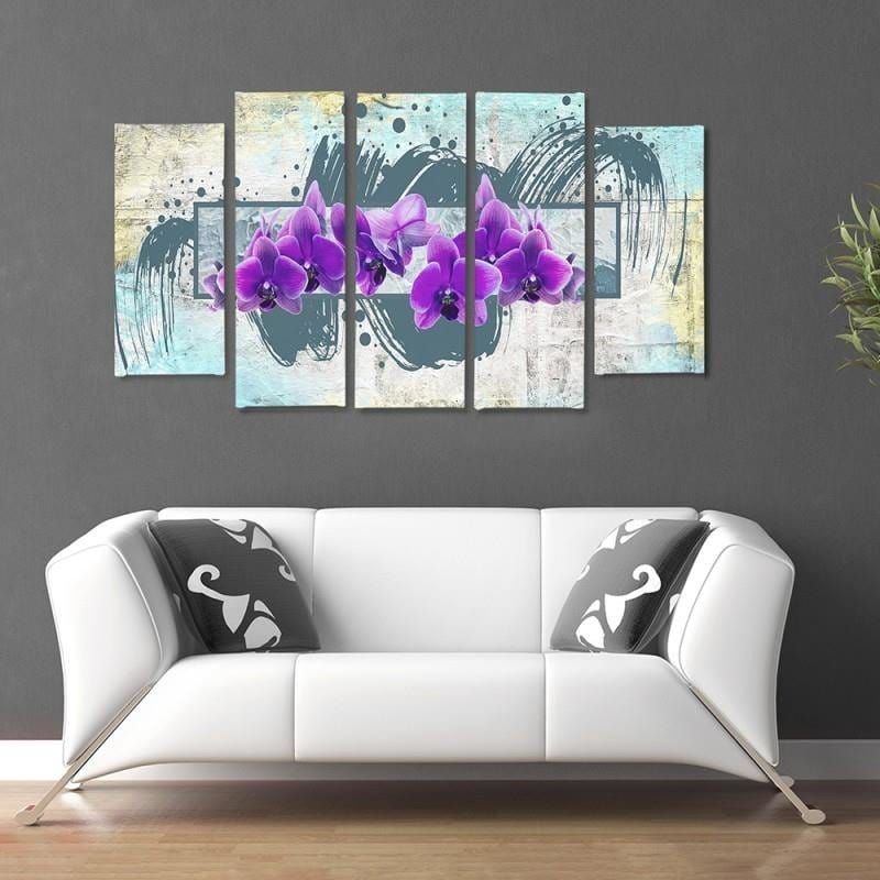 Kanva no 5 daļām - Type B, Purple Flowers 2  Home Trends DECO