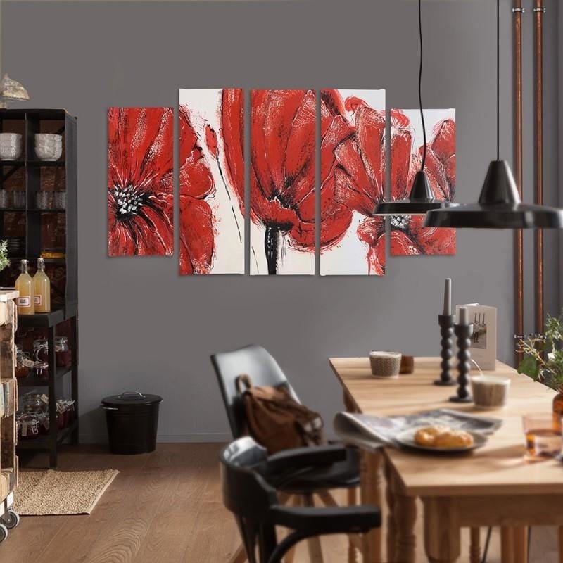 Kanva no 5 daļām - Type B, Red Flowers  Home Trends DECO