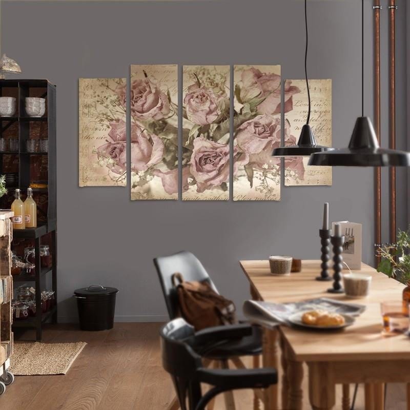 Kanva no 5 daļām - Type B, Roses On The Background Of Musical Notation  Home Trends DECO