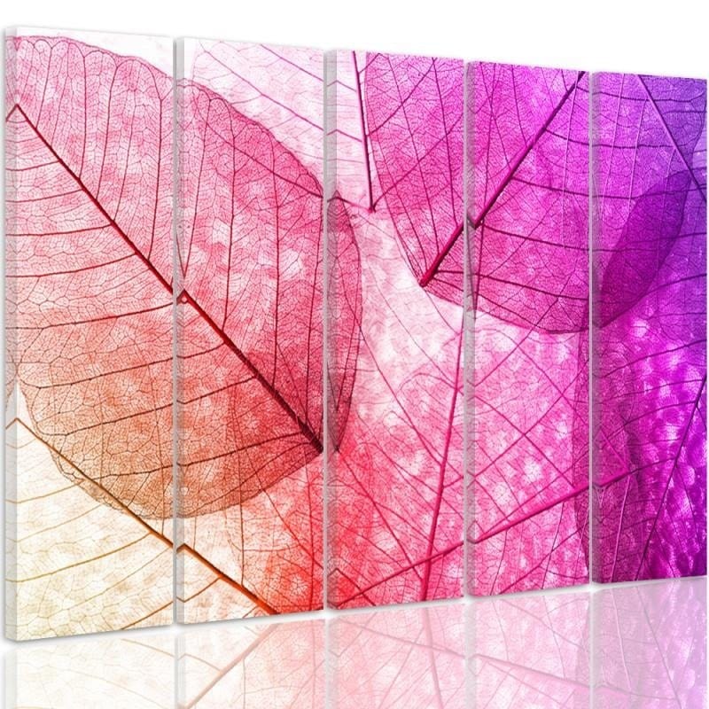 Kanva no 5 daļām - Type C, Leaves Pink  Home Trends DECO