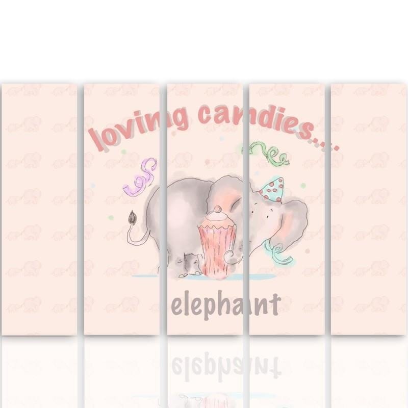 Kanva no 5 daļām - Type C, Loving Candies Elephant  Home Trends DECO