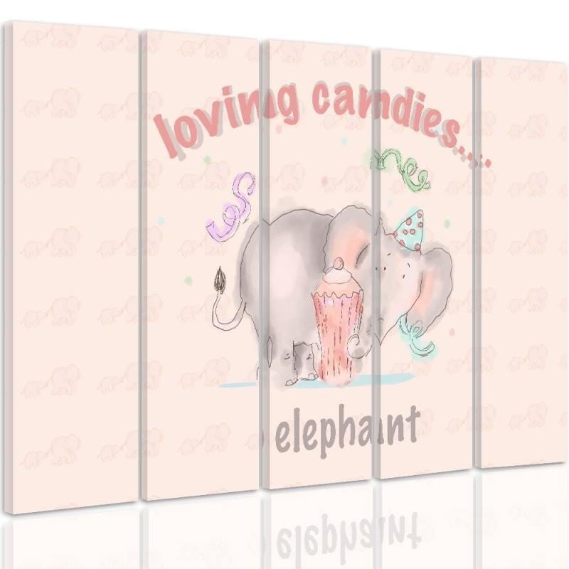 Kanva no 5 daļām - Type C, Loving Candies Elephant  Home Trends DECO