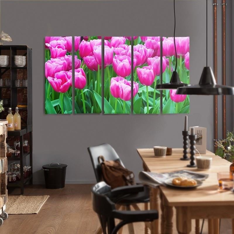 Kanva no 5 daļām - Type C, Pink Tulips 1  Home Trends DECO