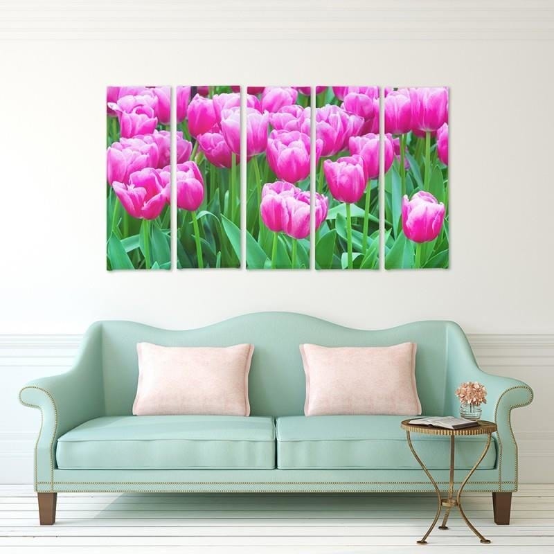 Kanva no 5 daļām - Type C, Pink Tulips 1  Home Trends DECO