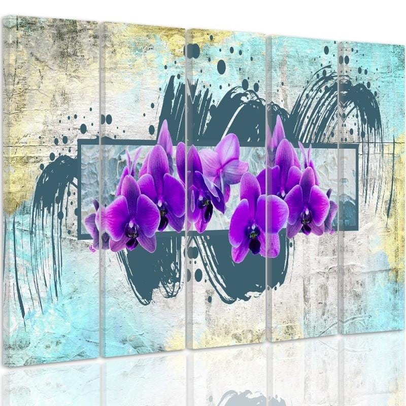 Kanva no 5 daļām - Type C, Purple Flowers 2  Home Trends DECO