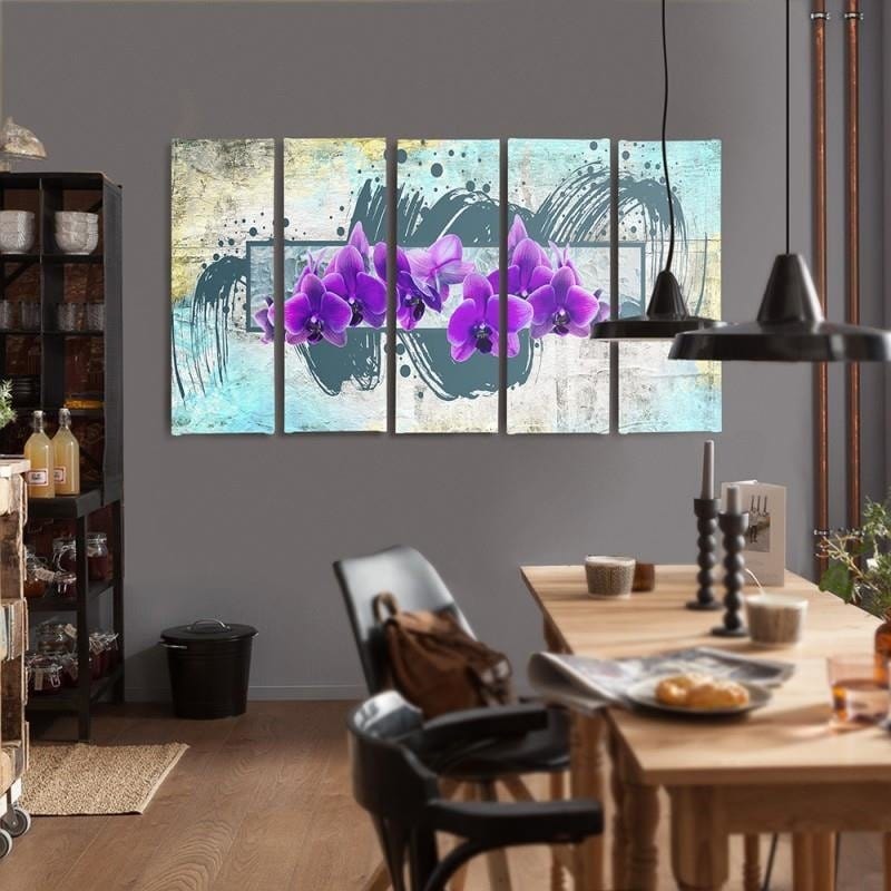 Kanva no 5 daļām - Type C, Purple Flowers 2  Home Trends DECO