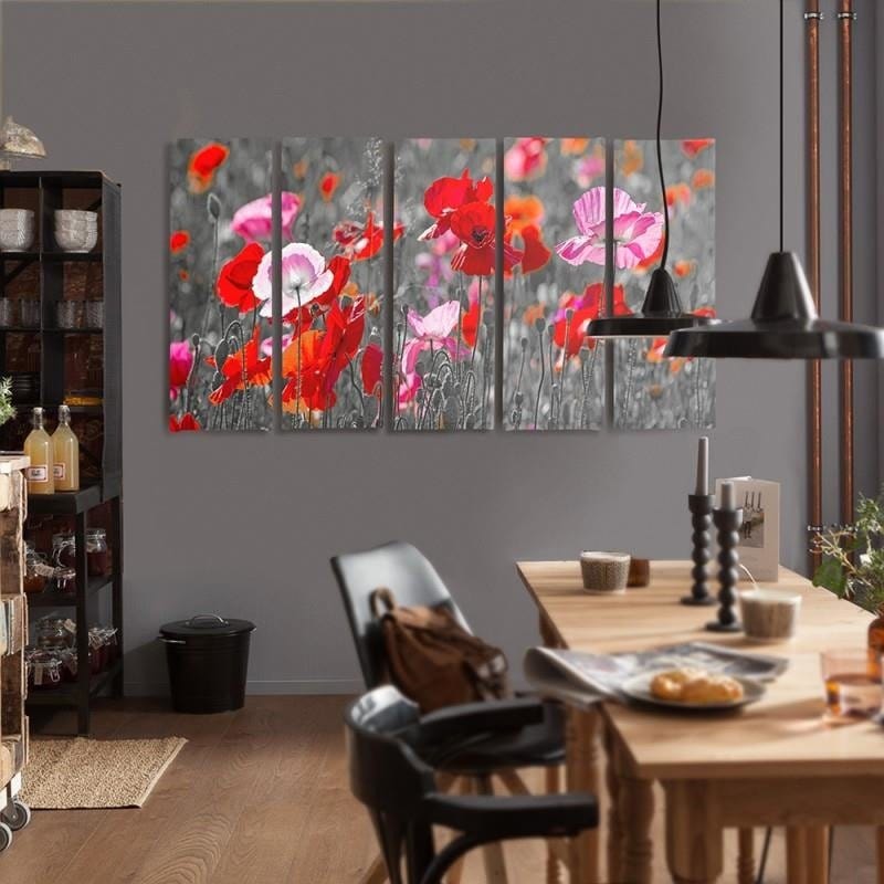 Kanva no 5 daļām - Type C, Red Poppies  Home Trends DECO