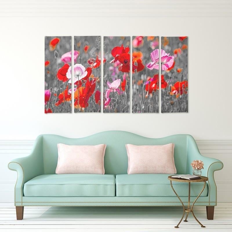 Kanva no 5 daļām - Type C, Red Poppies  Home Trends DECO