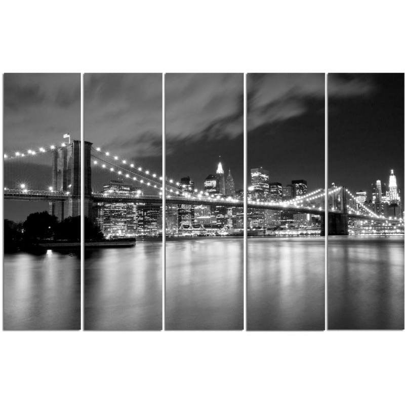 Kanva no 5 daļām - Type C, The Brooklyn Bridge At Night  Home Trends DECO
