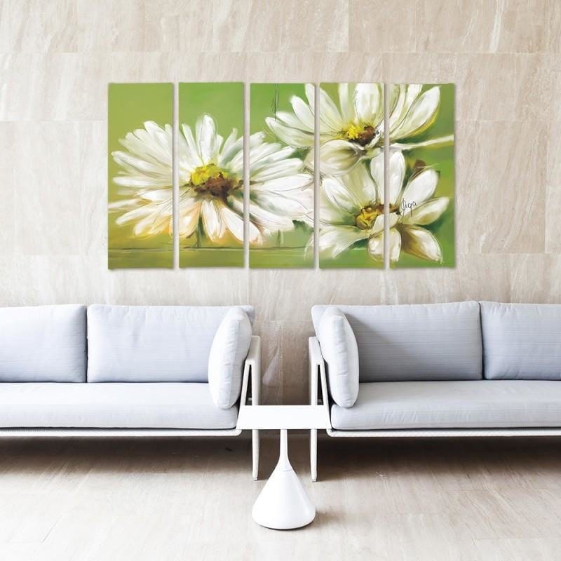 Kanva no 5 daļām - Type C, White Flowers  Home Trends DECO