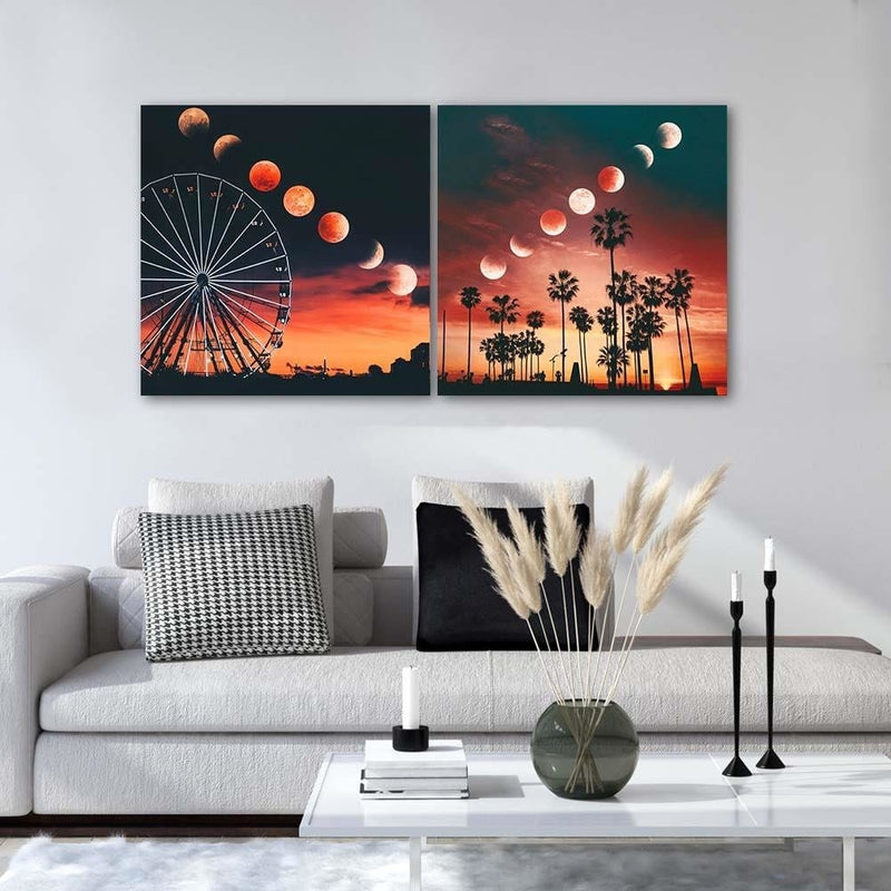 Kanva - Phases Of The Moon Over Palm Trees  Home Trends DECO