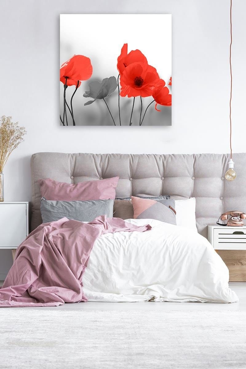 Kanva - Red Poppies In Gray  Home Trends DECO