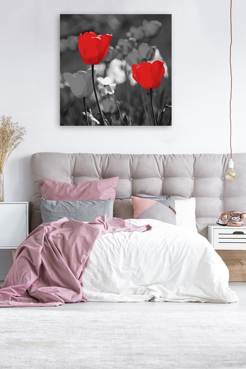 Kanva - Red Tulips In Gray  Home Trends DECO