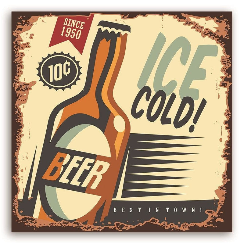 Kanva - Retro Signboard Of Cold Beer  Home Trends DECO