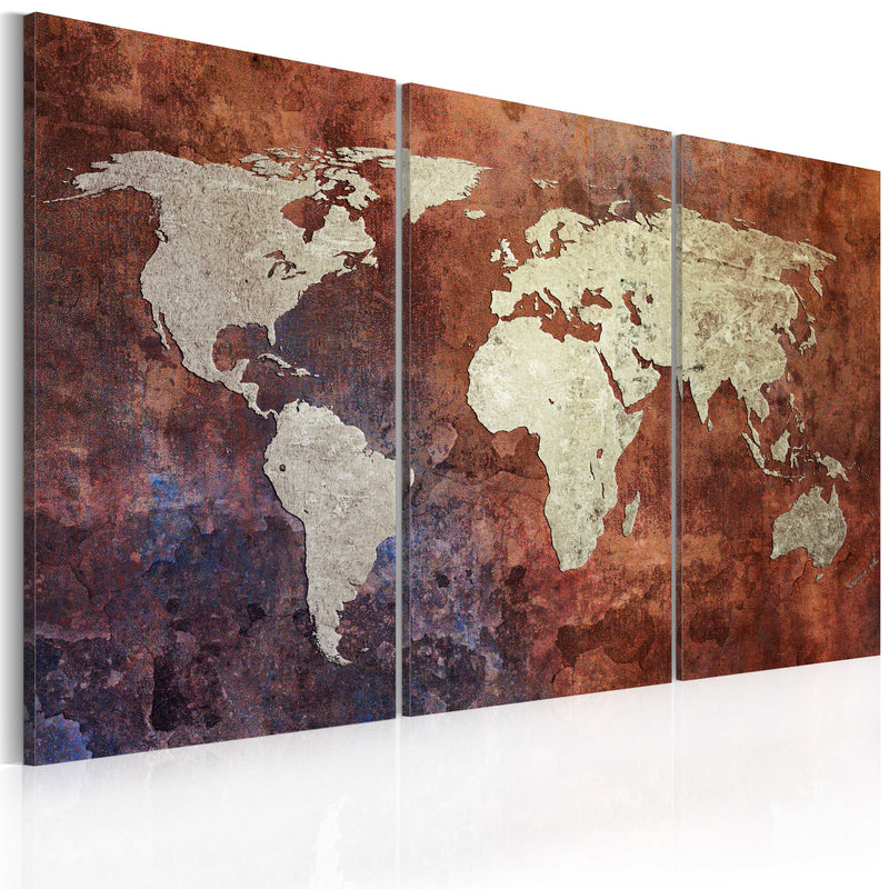 Glezna - Rusty map of the World - triptych Home Trends