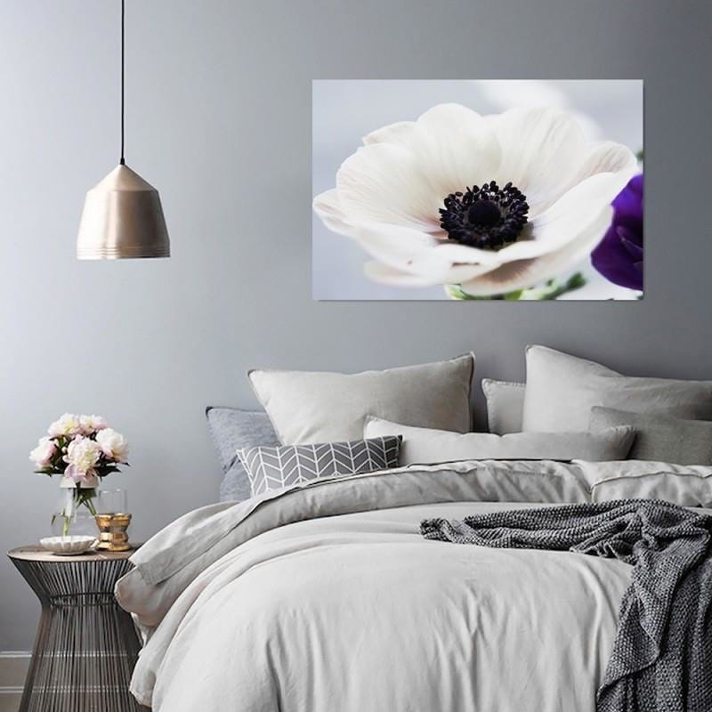 Kanva - White Anemone On A Gray Background  Home Trends DECO