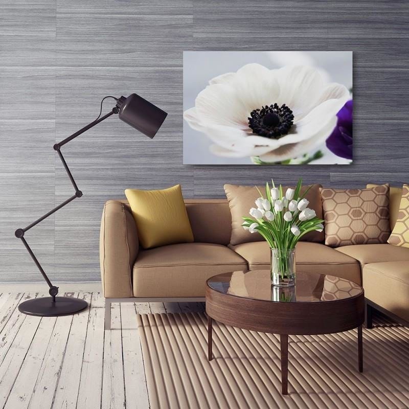 Kanva - White Anemone On A Gray Background  Home Trends DECO