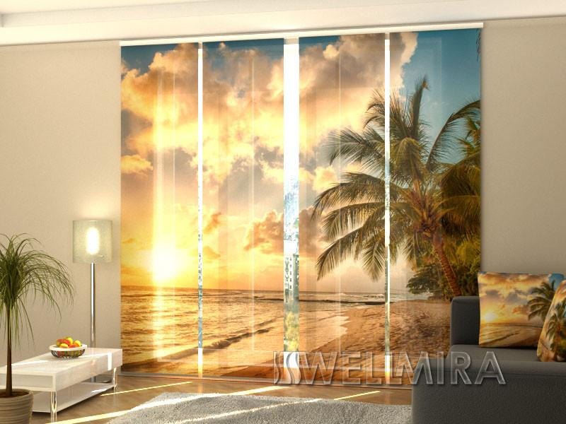 Paneļu aizkari (4 daļas) Curtains Beautiful Sunset in Barbados Home Trends